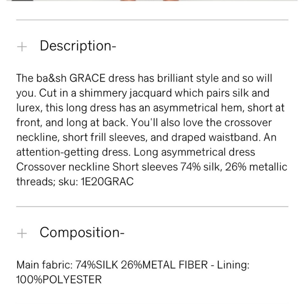 NWT BA&SH Grace Metallic Jacquard Dress Size Small - Picture 15 of 15